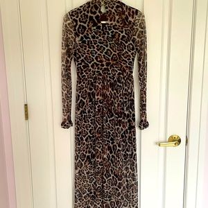 Long animal print dress.